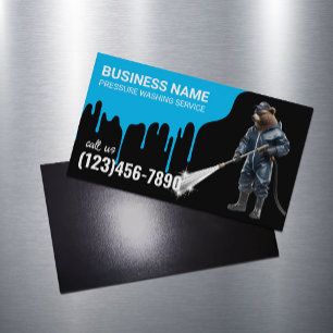 Pressure Washing Bear Power Washer House Cleaning Magnetic Business Card