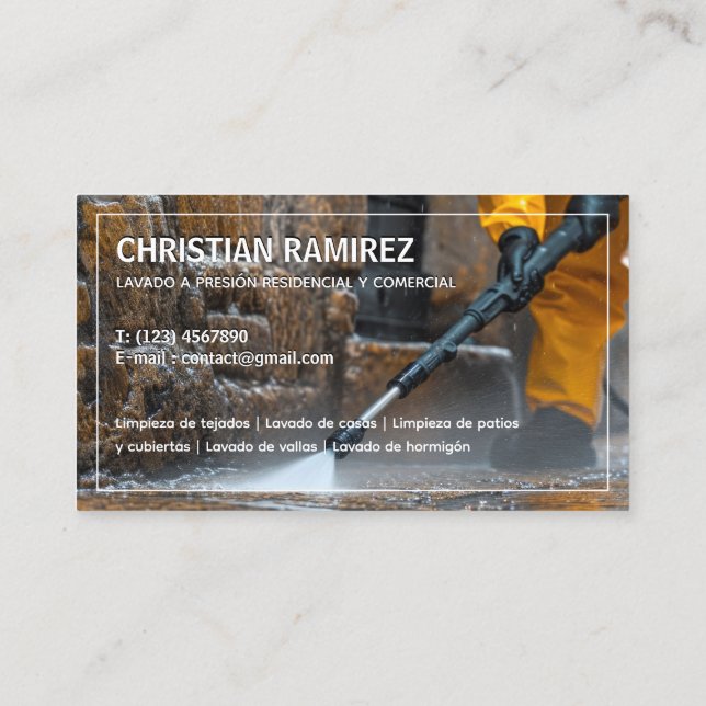 Pressure Washing Bilingual Spanish Business Card (Back)