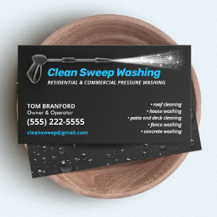 Pressure Washing Black Power Wash Cleaner Business Card