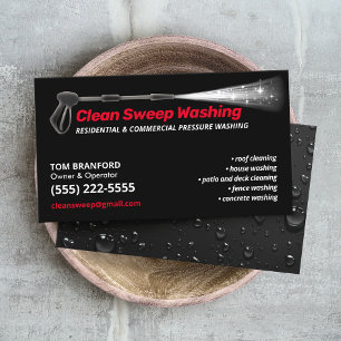 Pressure Washing Black Power Wash Cleaner Red Business Card