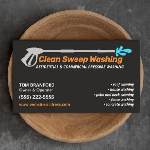 Pressure Washing Black Power Wash Cleaning Business Card