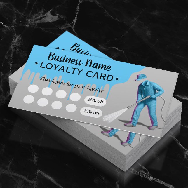 Pressure Washing Blue Drips Cleaning Service Loyalty Card (Creator Uploaded)
