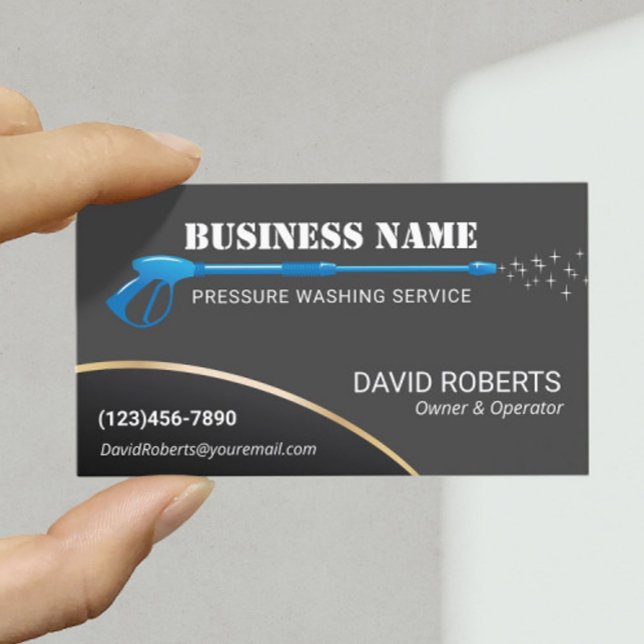 Pressure Washing Blue Power Washer House Cleaning Business Card (Creator Uploaded)