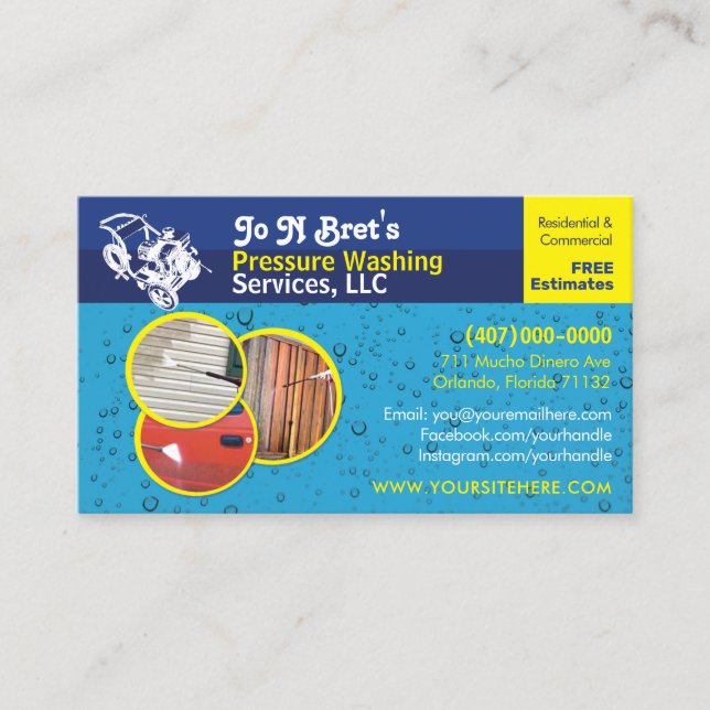 Pressure Washing & Cleaning Business Card Template (Front)