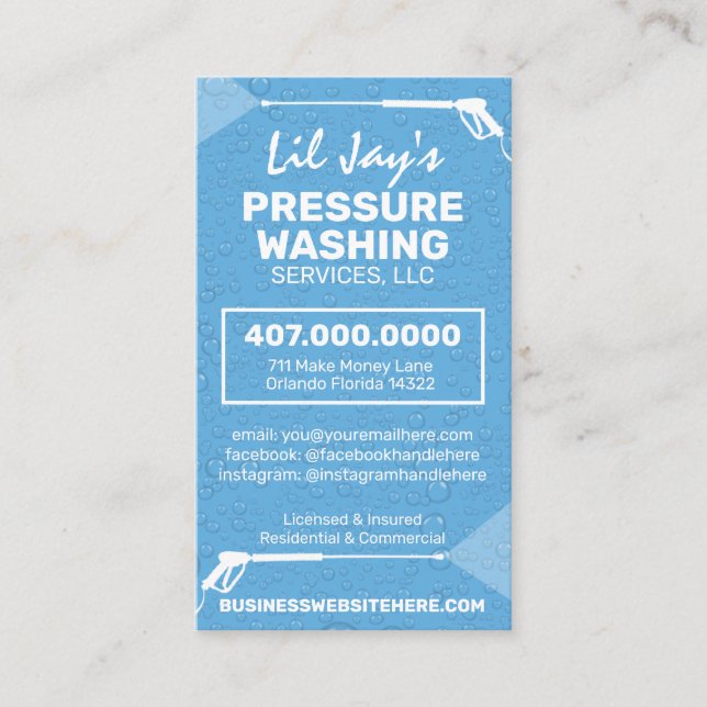 Pressure Washing & Cleaning Business Card Template (Front)