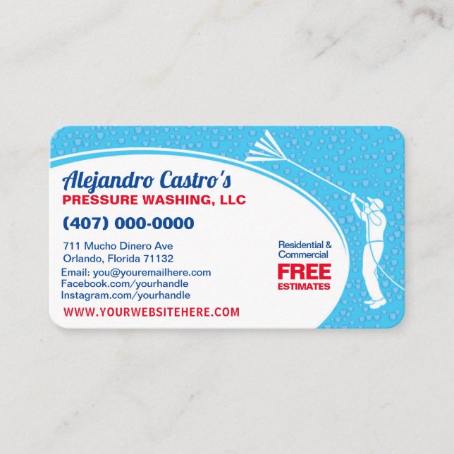 Pressure Washing & Cleaning Business Card Template (Front)