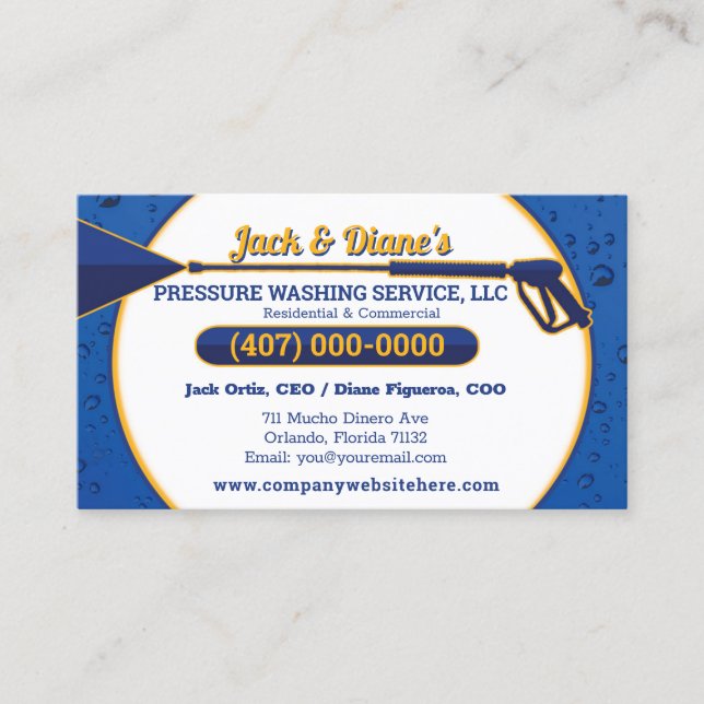 Pressure Washing & Cleaning Business Card Template (Front)