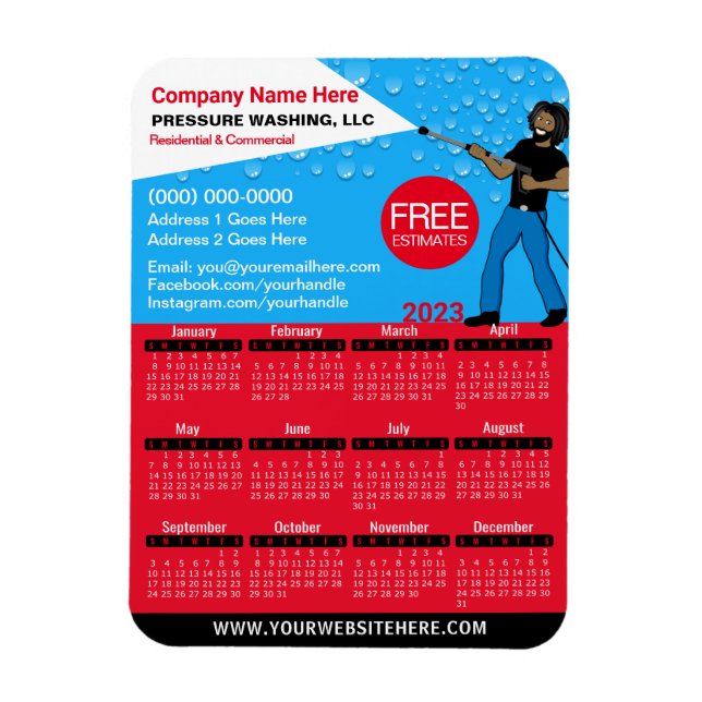 Pressure Washing & Cleaning Caricature Calendar Magnet (Vertical)