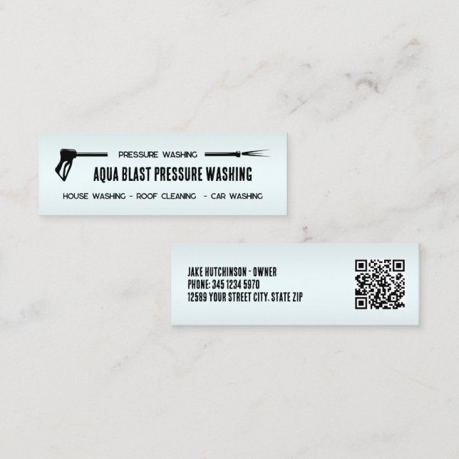 🌊 Pressure Washing Custom QR Mini Business Card (Front/Back)