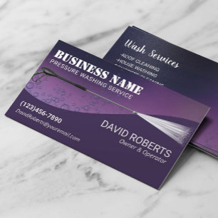 Pressure Washing Deep Purple Power Wash Cleaning Business Card