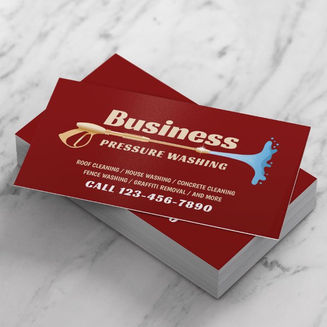 Pressure Washing Gold Power Washer Cleaning Business Card (Creator Uploaded)