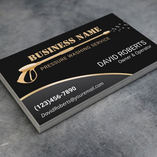 Pressure Washing Gold Power Washer House Cleaning  Business Card (Creator Uploaded)
