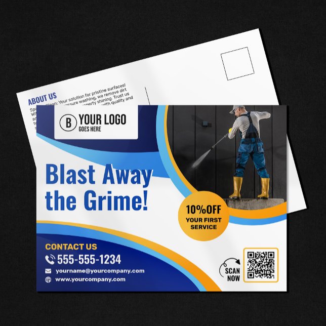 Pressure Washing House Window Cleaning Power Wash Postcard (Creator Uploaded)