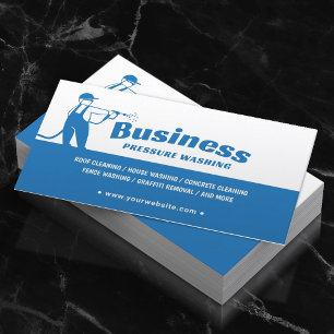 Pressure Washing Minimalist Blue Cleaning Service Business Card