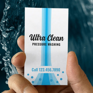 Pressure Washing Minimalist Blue Stripes Cleaning Business Card