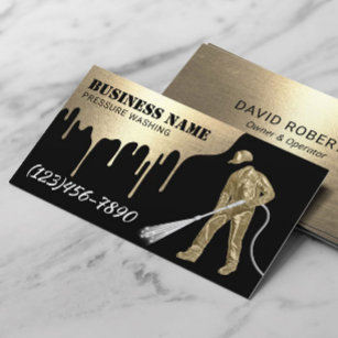 Pressure Washing Modern Gold Power Washer Cleaning Business Card