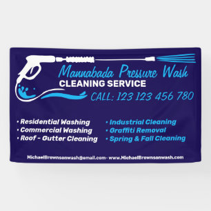Pressure Washing Navy Power Wash Cleaner Shop Banner