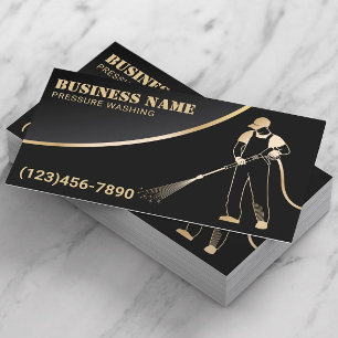 Pressure Washing Power Wash Black & Gold Cleaning Business Card