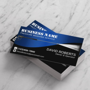 Pressure Washing Power Wash Cleaning Blue Metal Business Card