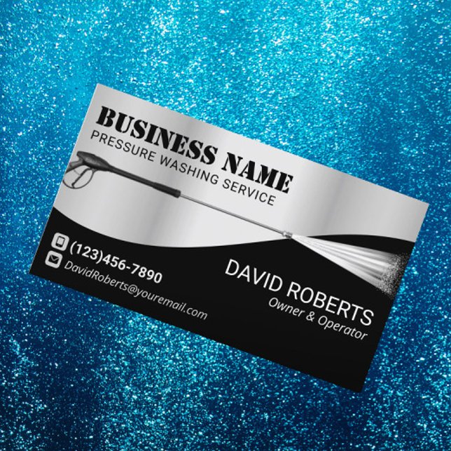 Pressure Washing Power Wash Cleaning Faux Metal Business Card (Creator Uploaded)