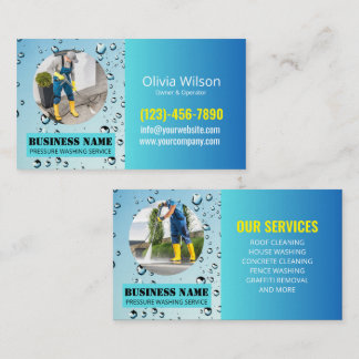 Pressure Washing Power Wash Cleaning Water Drops Business Card