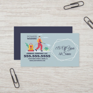 Pressure Washing Power Wash Company Illustated Business Card