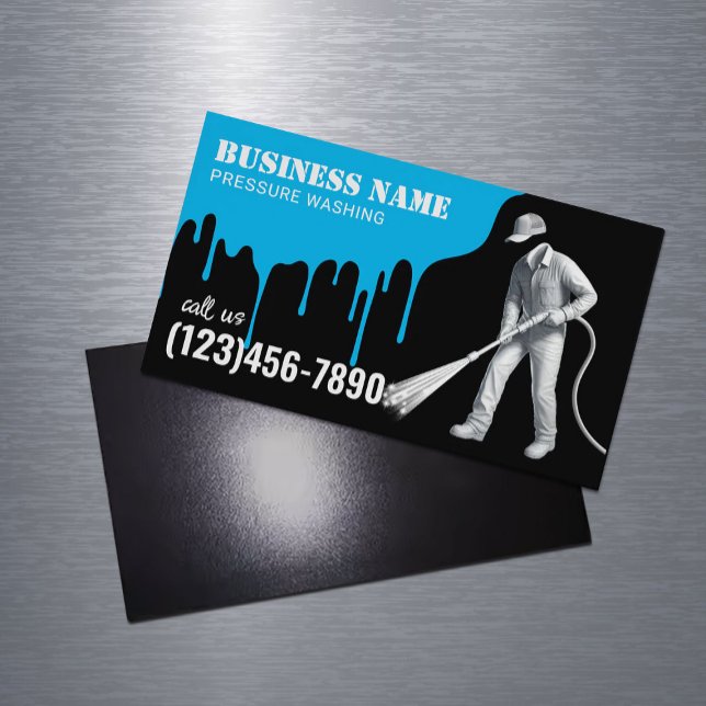 Pressure Washing Power Wash House Cleaning #2 Magnetic Business Card (Creator Uploaded)