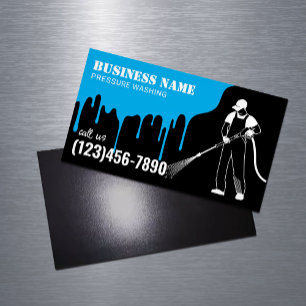Pressure Washing Power Wash House Cleaning Magnetic Business Card