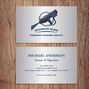 Pressure Washing Power Wash House Cleaning Silver Business Card
