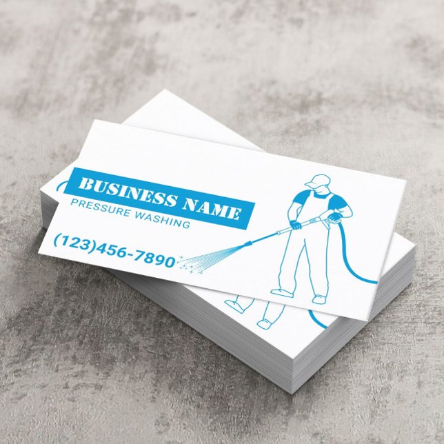 Pressure Washing Power Wash Minimalist Cleaning  Business Card (Creator Uploaded)