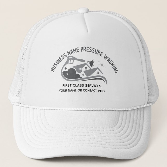 Pressure Washing Power Wash Window Business Card Trucker Hat (Front)
