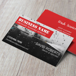 Pressure Washing Power Wash Window Cleaning Red  Business Card