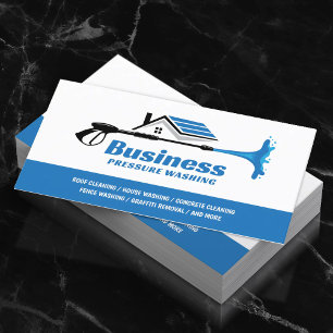 Pressure Washing Power Washer Blue House Cleaning Business Card