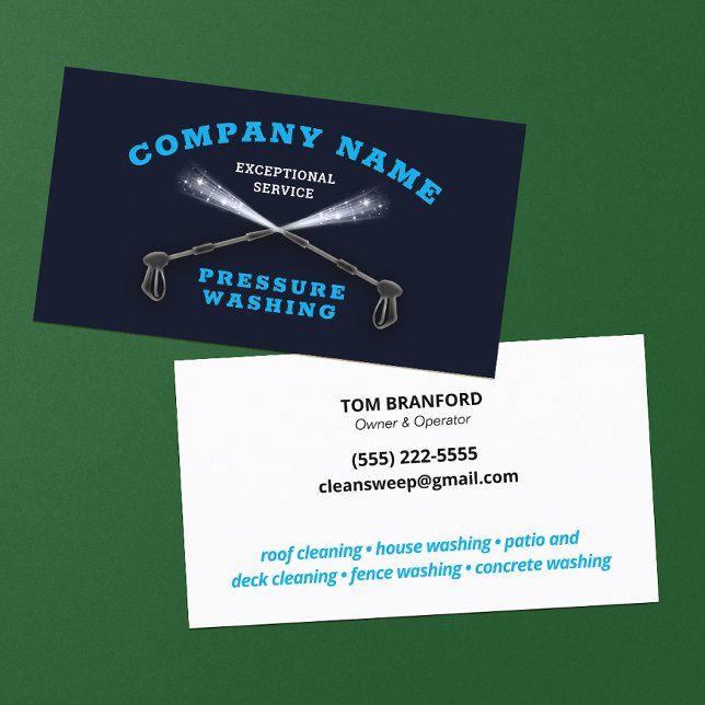 Pressure Washing Power Washing Blue Business Card (Creator Uploaded)