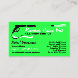 Pressure Washing Power Washing neon green Business Card