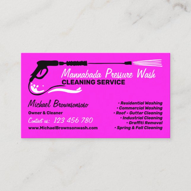 Pressure Washing Power Washing Purple Business Card (Front)
