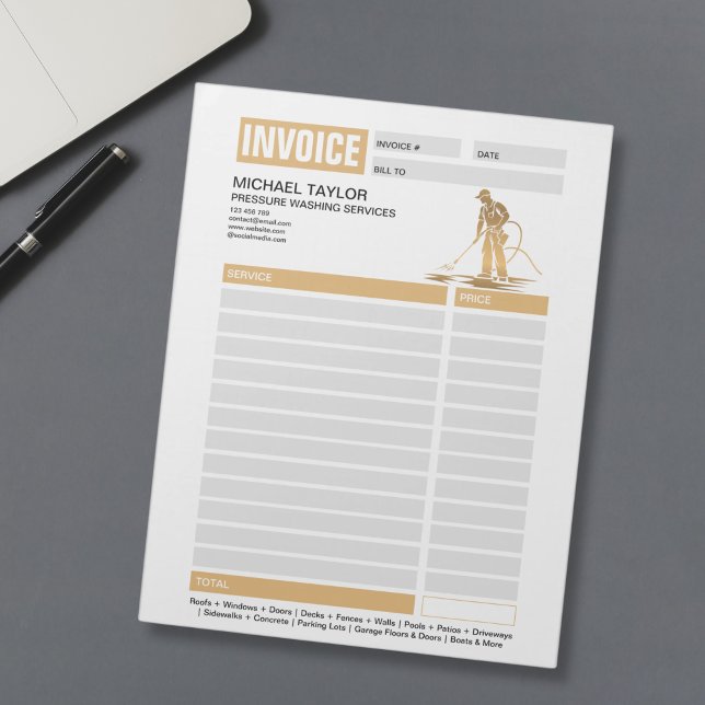 Pressure Washing Power Washing Receipt Invoice Notepad (Creator Uploaded)