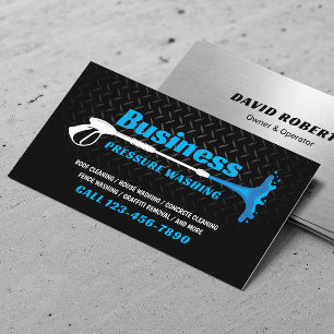 Pressure Washing Professional Black Metal Cleaning Business Card