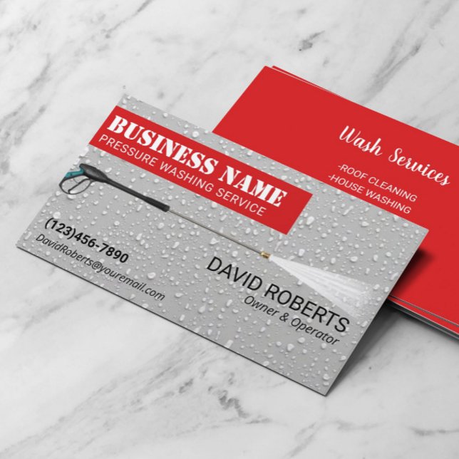 Pressure Washing Red Label Professional Cleaning Business Card (Creator Uploaded)