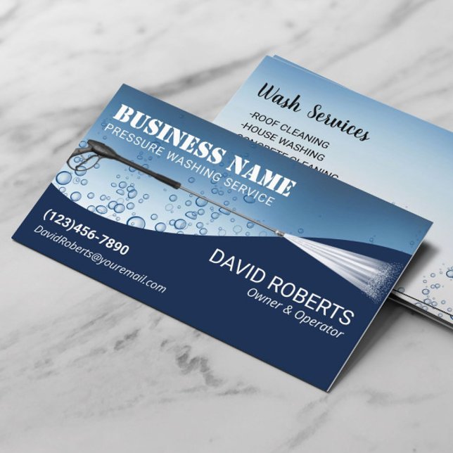 Pressure Washing Water Drops Power Wash Cleaning Business Card (Creator Uploaded)