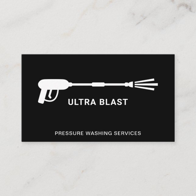 Pressure Washing Water Spray Gun Black Business Card (Front)