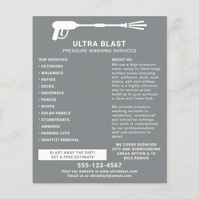 Pressure Washing Water Spray Gun Grey Flyer (Front)