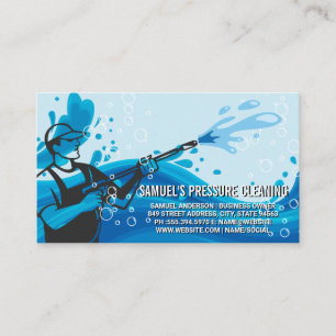Pressure Water Spray Worker Soap Bubbles Business Card