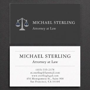Prestige Attorney Modern Elegant Black Silver Business Card