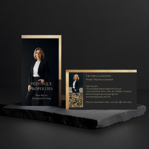 Prestige Luxury Realtor Law Firm Gold & Black Luxe Business Card