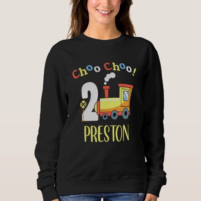 Preston Choo Choo Two Train 2nd Birthday Turning 2 Sweatshirt (Front)