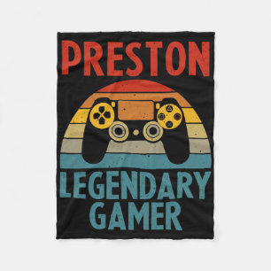 Preston Gift Name Personalised Funny Gaming Geek B Fleece Blanket