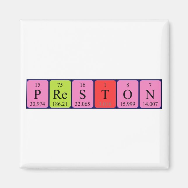 Preston periodic table name magnet (Front)