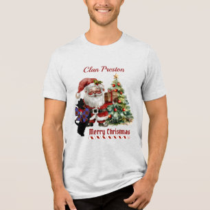 Preston Scottie Dog Xmas Personalised T-Shirt Tri-Blend Shirt
