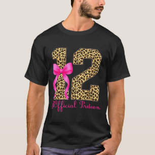 Preteen 12th Birthday Girl Coquette Bow Leopard  T-Shirt
